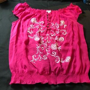 Hot Pink Sheer Gauzy Tunic With Elastic Band Barbiecore, Legally Blonde vibes XL